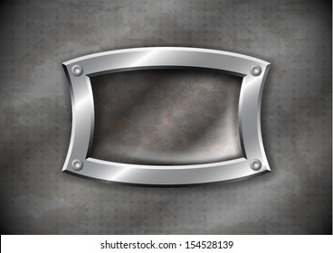 Old rusty metal frame on aged background