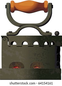 Old Rusty smoothing-iron isolated on white background