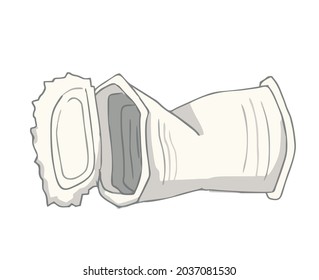 Old and rusty tin can in vector isolated on the white background. Retro hand drawn illustration of trash