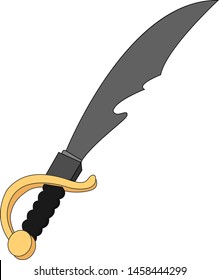 Old sabre sword, illustration, vector on white background.