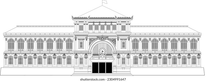 Old Saigon Line Art Vektor
