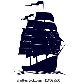 Old Sailing Ship. Illustration On White Background.