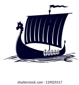 Old sailing ship. Illustration on white background.