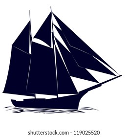 Old sailing ship. Illustration on white background.