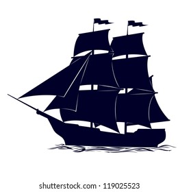 Old sailing ship. Illustration on white background.