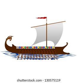 Old sailing ship. Illustration on white background.