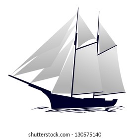 Old sailing ship. Illustration on white background.