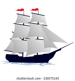 Old sailing ship. Illustration on white background.