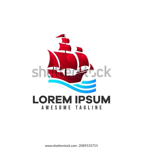 Old sailing ship logo.\
Vector illustration suitable for transportation, shipping, and\
marine travel.