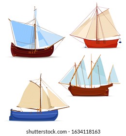 Old sailing ships. Vector illustration on white background