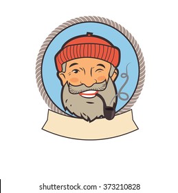 Old Sailor With Pipe. Portrait Character. Fishing Vector Labels. Old Sailor Tattoos. Old Sailor Picture. Old Sailor Hat. Old Sailor Jokes. Sailor Pipe Smoking. Old Sailor With Pipe Painting.