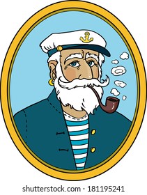 old sailor portrait vector 