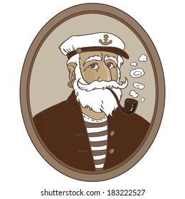 old sailor retro portrait vector illustration