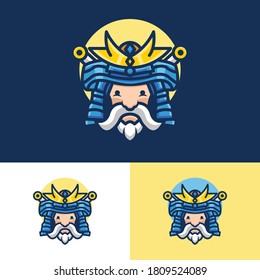 alte Samurai-Kopfsymbol- und Logo-Vorlage