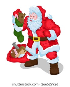 Old Santa Claus Holding Christmas Gift Toys