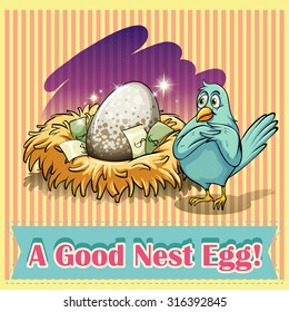 Old saying good nest egg illustration