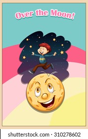 Old saying over the moon illustration