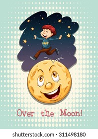 Old saying over the moon illustration