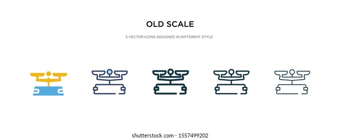 old scale icon in different style vector illustration. two colored and black old scale vector icons designed in filled, outline, line and stroke style can be used for web, mobile, ui