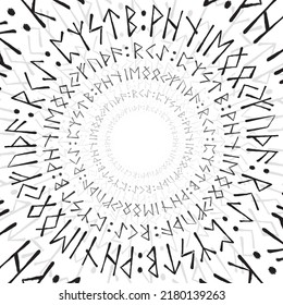 Old scandinavian runic grunge circle symbol isolated on white background