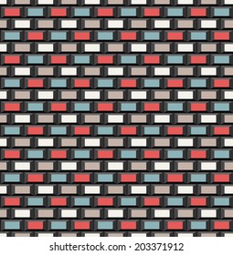 Old school 8 bit brick arcade game style background (seamless vector)
