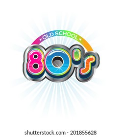 Old School 80s Vintage logo. Vector Color design