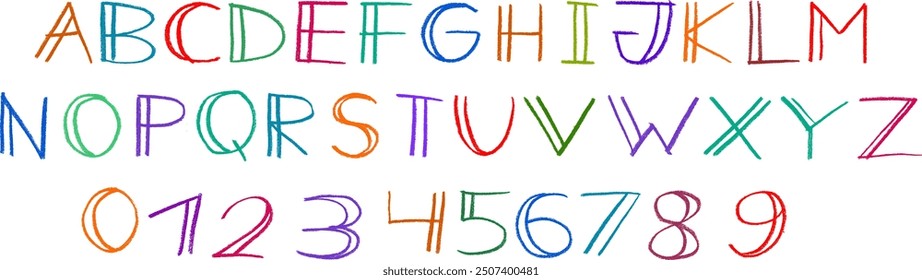 Old School Alphabet and Numbers Chalk Crayon Drawing