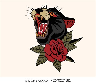 Old school black tiger tattoo design 
