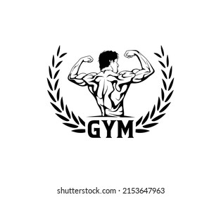 Old School Bodybuilder Gym Logo Laurel Stock Vector (Royalty Free ...
