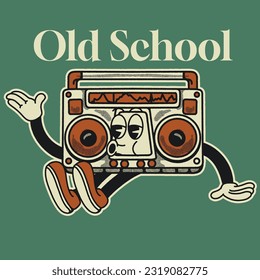 Old School With boombox Groovy Character Design