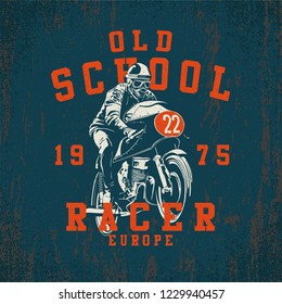 old school cafe race style motorcycle racing illusration