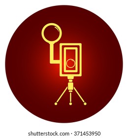 Old school camera simple icon on colorful background