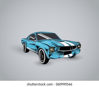 Old School Car. Muscle Car. Print For Poster Or T-shirt.