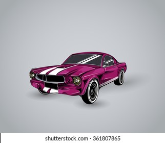 old school car. Muscle car. Print for poster or t-shirt.