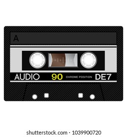 Old school compact cassette tape, eightees design.