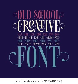 Old school creative font with decorative side elements