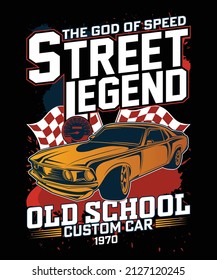 Old School Custom Car Vector Art Work, Vector vintage sport racing T-shirt design Vintage typography, sports racing car, old school race poster. retro race car set.