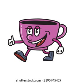 old school cute cup head mascot illustration