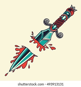 Old School Dagger Tattoo Illustration
