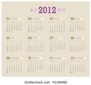 Old school design calendar 2012