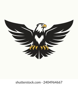 Old School Eagle Mascot Head: Illustrated Classic Eagle Logo as a Vector Graphic and Mascot Illustration  Sport and E-Sport Gaming Teams. EAGLE BIRD FLY VECTOR FOR OUTDOOR LOGO COMPANY