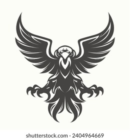 Old School Eagle Mascot Head: Illustrated Classic Eagle Logo as a Vector Graphic and Mascot Illustration for Sport and E-Sport Gaming Teams. EAGLE BIRD FLY VECTOR FOR OUTDOOR LOGO COMPANY