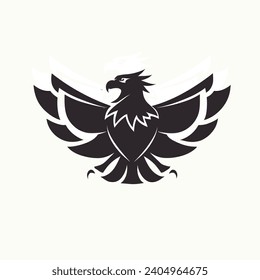 Old School Eagle Mascot Head: Illustrated Classic Eagle Logo as a Vector Graphic and Mascot Illustration for Sport and E-Sport Gaming Teams. EAGLE BIRD FLY VECTOR FOR OUTDOOR LOGO COMPANY