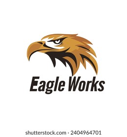 Old School Eagle Mascot Head: Illustrated Classic Eagle Logo as a Vector Graphic and Mascot Illustration for Sport and E-Sport Gaming Teams. EAGLE BIRD FLY VECTOR FOR OUTDOOR LOGO COMPANY