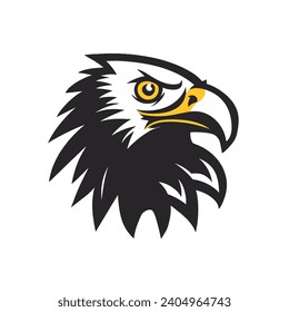 Old School Eagle Mascot Head: Illustrated Classic Eagle Logo as a Vector Graphic and Mascot Illustration for Sport and E-Sport Gaming Teams. EAGLE BIRD FLY VECTOR FOR OUTDOOR LOGO COMPANY