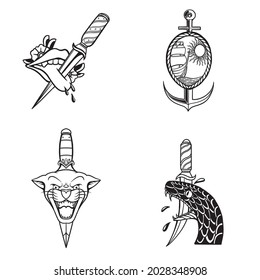 old school flash tattoo vector