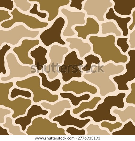 Old School Frog Skin Duck Camo Seamless Pattern, Vintage Mustard and Tan Hunting Camouflage Vector