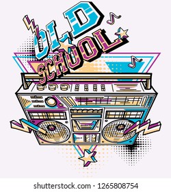 Old school - funky colorful music boombox design