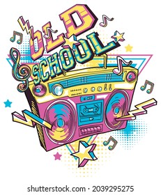 Old school - funky colorful music boombox design