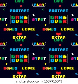 Old school games styled seamless background 8 bit texture